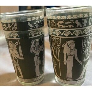 Vintage Green Hazel Atlas Never Used Egyptian Wedgewood Tumbler Glasses 5"